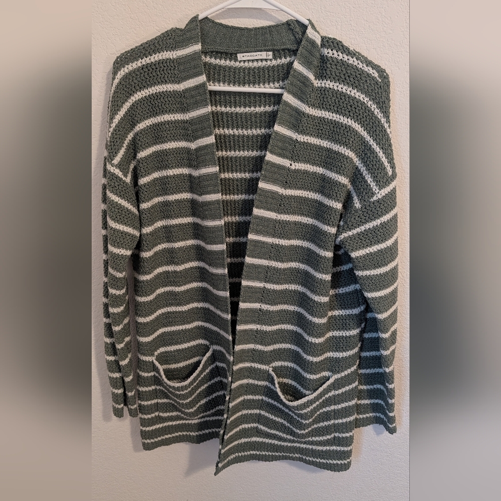 Staccato Green and White Knit Sweater